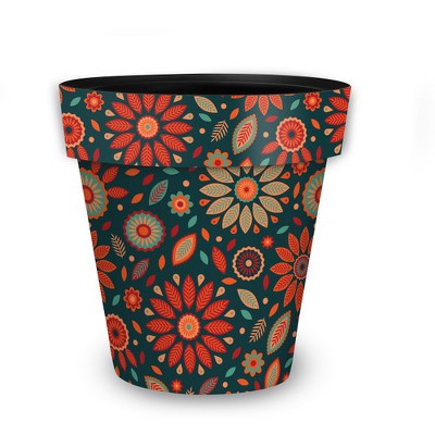 Briarwood Lane Everyday Planter 11.75" x 11" x 11" Orange and Teal Medium Floral Planter