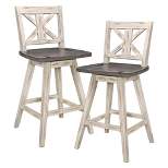 Homelegance Amsonia 360 Swivel High Dining Chair Stool Set for Counter Height Bars, Pubs, or Kitchens, Distressed White and Gray (2 Pack)