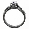 Slickblue Women’s Light Black Stainless Steel Ring, Clear CZ Stone, Designer Halo Style, Sizes 5-10 - 2 of 4