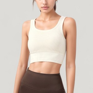 Anna-Kaci Active Women's Ribbed Seamless Sports Bra with Scoop Neck and Wide Straps - 1 of 4