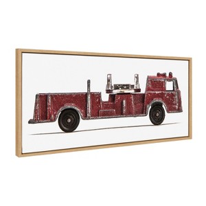 Kate and Laurel Sylvie Red Vintage Toy Fire Engine Framed Canvas by Saint and Sailor Studios - 1 of 4