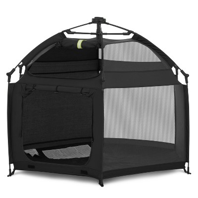 Noir Black Portable Children's Playpen with Canopy Cover