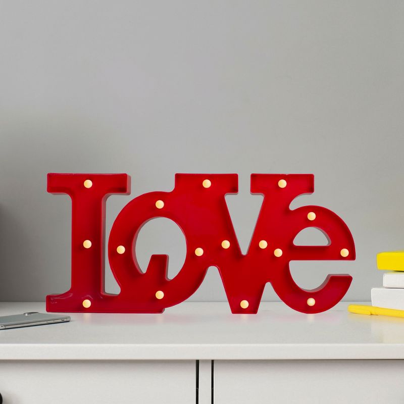 Northlight 20" Battery Operated LED Lighted "LOVE" Valentine's Day Marquee Sign - Red, 2 of 5