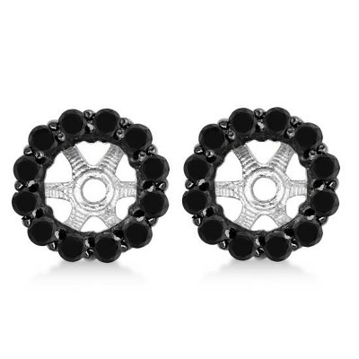 Pompeii3 5/8ct Treated Black Diamond Halo Earring Jackets Solid 14K White Gold (up to 6mm)