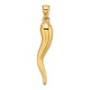 Black Bow Jewelry 14k Yellow or White Gold Large Hollow Italian Horn Pendant, 7 x 42mm - 3 of 4