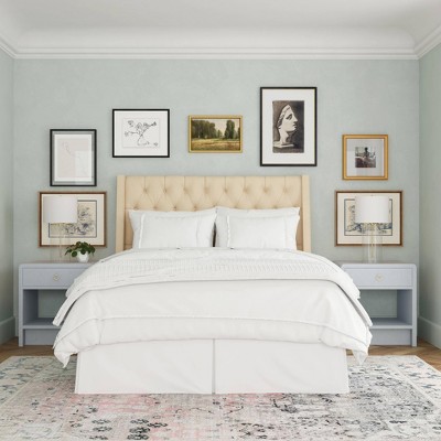 Full Gilford Wingback Headboard in Velvet Pearl - Threshold™: Pine Frame, Spot Clean, Box Spring Mount