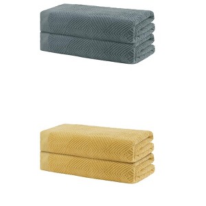 Unique Bargains Cotton Quick Lightweight Dry Large Bath Towels 4 Pcs - 1 of 4