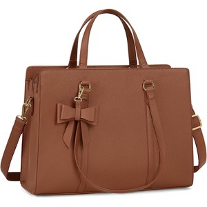 Laptop Bag for Women Waterproof Leather Computer Bag Large Lightweight Briefcase - 1 of 4