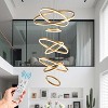 BAOURE Modern LED Chandelier 8 Ring Gold LED Pendant Light Adjustable Height Hanging Ceiling Light Fixture Dimmable Chandelier for High Ceiling - 3 of 4