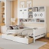 Full Size Platform Daybed, Storage Bed with Built-in Cabinet and Shelf and Drawers, Wood Frame Bookcase Bed for Bedroom-Baofuwish - 2 of 4