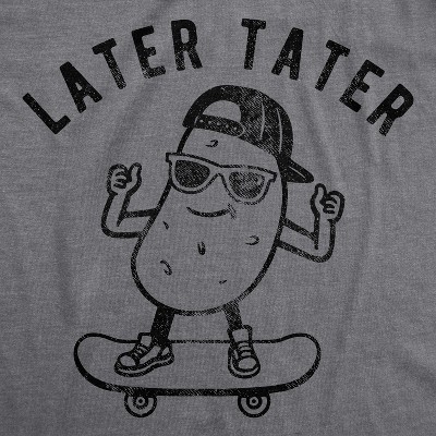 Мужские футболки Crazy Dog T-Shirts, Inc. Mens Later Tater T Shirt Funny Skateboarding Potato Graphic Tee - Crazy Dog Men's T Shirt With Sarcastic Sayings Dark Grey S — фото 2