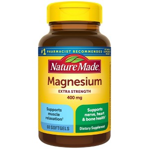 Nature Made Extra Strength Magnesium Oxide 400mg, Muscle, Nerve, Bone, Heart Support Softgels - 60ct - 1 of 4