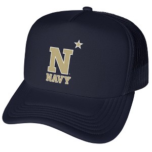 Official US Naval Academy Primary Logo Foam Snapback Trucker Hat - for Men and Women Navy One Size - 1 of 4