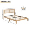 Coolmee Full/Queen Size Bed Frame with Natural Rattan Headboard and LED Lights, Boho Wooden Platform Bed with Strong Wooden Slats, Noise-Free - 2 of 4