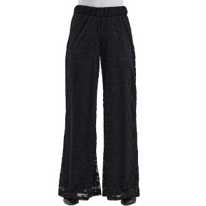 24seven Comfort Elevate Womens Lace Elastic Waist Wide Leg Pants