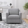 360° Swivel Armchair, Cotton Linen Upholstery, Brass Nail Details, Ergonomic Design, Wooden Legs, Comfortable Living Room Chair - 4 of 4