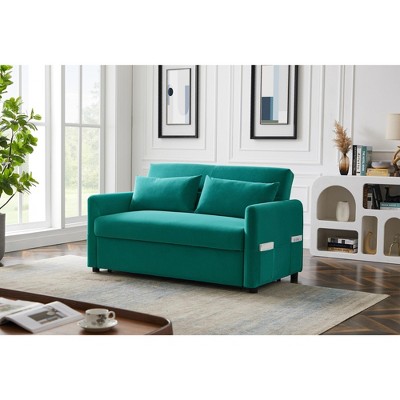DOMETOUR Leisure Loveseat Sofa for Living Room Bedroom, Convertible Sleeper Sofa Bed with 2 Pillows