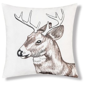 C&F Home 18" x 18" Deer Portrait Indoor / Outdoor Embroidered Throw Pillow - 1 of 4