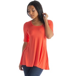 Womens Elbow Sleeve Swing Tunic Top - 24seven Comfort Apparel™ - 1 of 4
