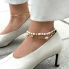 Pompeii3 Aviv Anklet 18k Gold Plated 10" 8mm Paperclip and Freshwater Pearl - 3 of 4