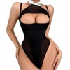 Clotth Women's Elegant Mesh Bodysuit - Halter Neck, Lingerie Set with Backless Design, Sheer Bodysuit, Cute Lingerie, Black - 4 of 4