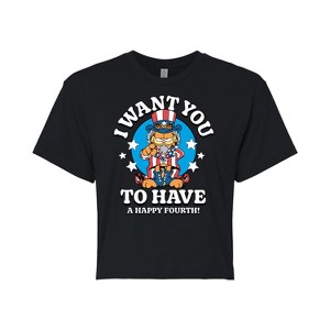 Women's - Garfield - Want You To Have A Happy Fourth Cropped Graphic T-Shirt - 1 of 4