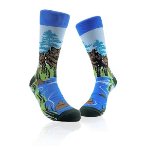 Forest Wolves Socks from the Sock Panda (Men's Sizes, Adult Large) - 1 of 4