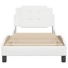vidaXL Twin XL Bed Frame with Headboard - White Faux Leather - Plywood Slats, Foam Padded Headboard, 39.4"x79.9" - Stylish Modern Bedroom Furniture - 3 of 4