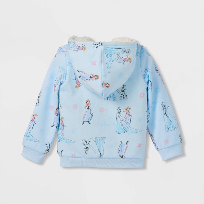 Toddler Girls' Frozen Faux Shearling Hooded Zip-Up Sweatshirt, 2 of 4