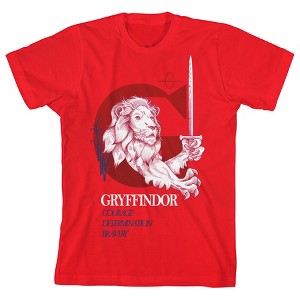 Harry Potter Gryffindor Lion And Sword Boy's Red Tshirt - 1 of 2