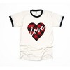 Simply Sage Market Women's Buffalo Plaid Love Heart Short Sleeve Ringer Tee - 3 of 4