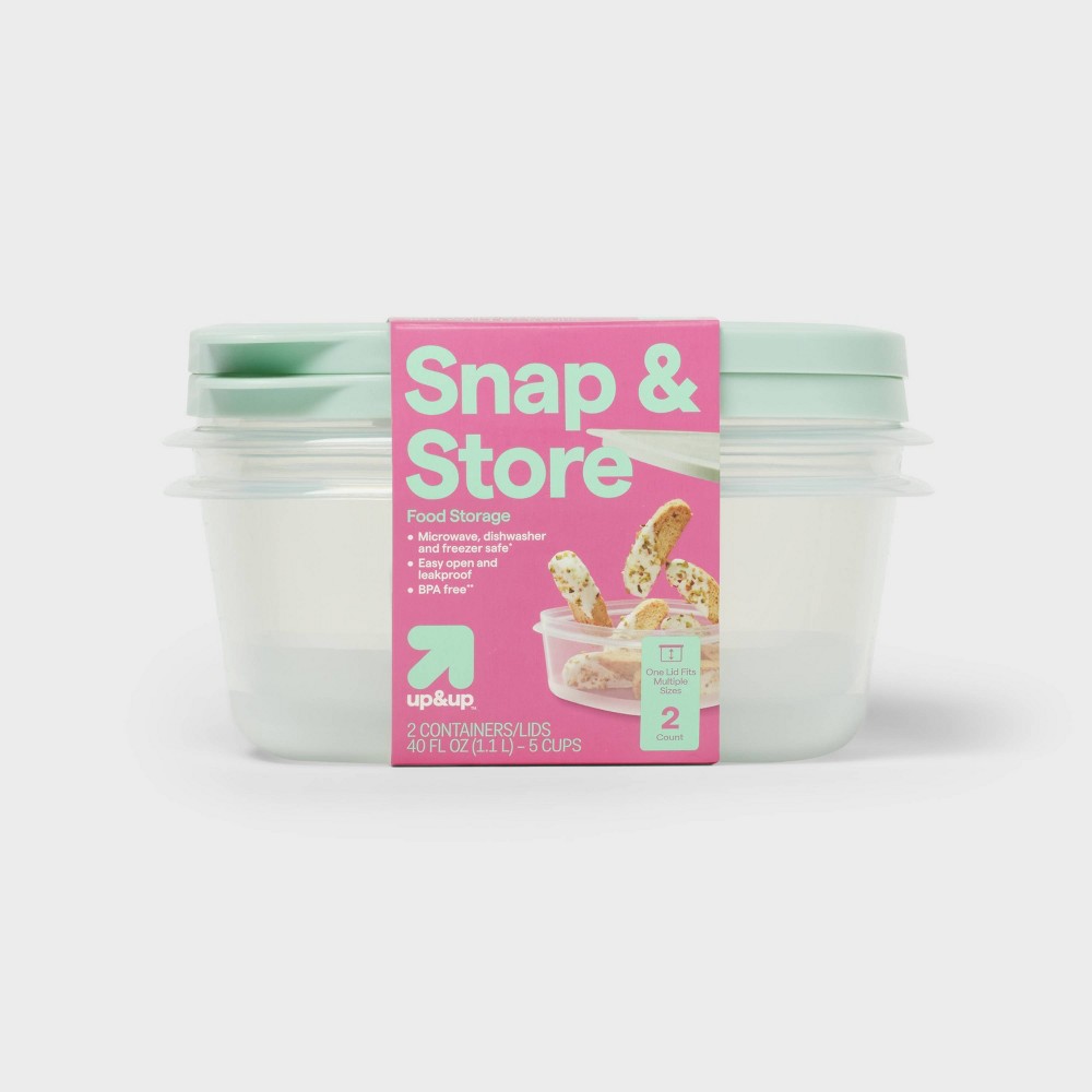 Photos - Food Container Snap & Store Deep Square Food Storage Containers - 40 fl oz/2ct - up&up™