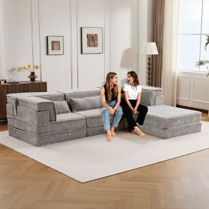 Whisen Modern Compression Loveseat, Convertible Floor Sofa Bed,DIY Boneless Modular Sectional Couch, No Assembly Required - 1 of 4