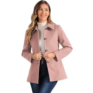 INSPIRE CHIC Women's Work Office Winter Overcoat Single Breasted Point Collar Pea Coat - 1 of 4