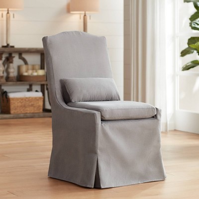 Slate Gray LiveSmart Fabric Slipcover Dining Chair with Caster Wheels