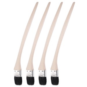 Unique Bargains Bristle Wall Treatment Tool Paint Brush with Long Wood Handle 4 Pcs - 1 of 4
