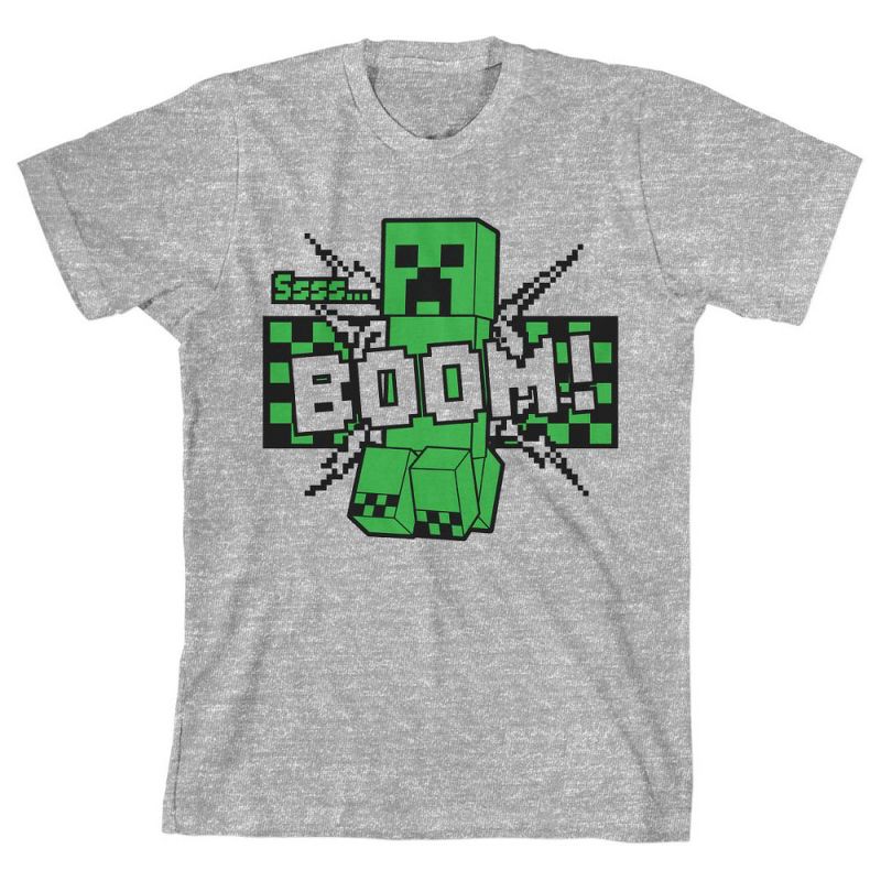 Minecraft Video Game Youth Boys Short Sleeve Grey Graphic Tee, 1 of 3