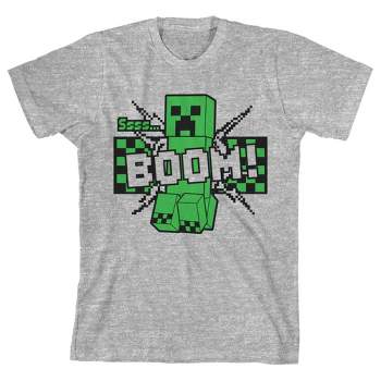 Minecraft Video Game Youth Boys Short Sleeve Grey Graphic Tee