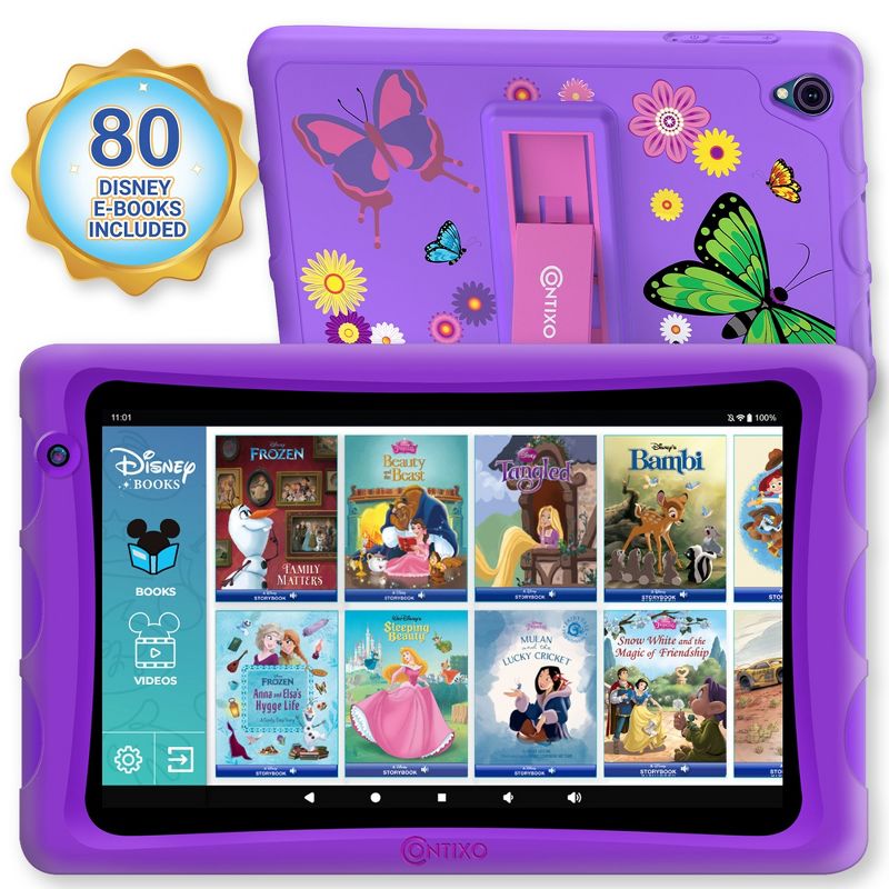 Contixo 8" Kids Tablet 64GB Octa-Core 2.0GHz, 4 GB DDR3 (2023 Model), Includes 80+ Disney Storybooks, Kid-Proof Case with Kickstand (K81), 1 of 10