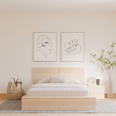 Natural Blonde Oak 2-Drawer Modern Nightstand