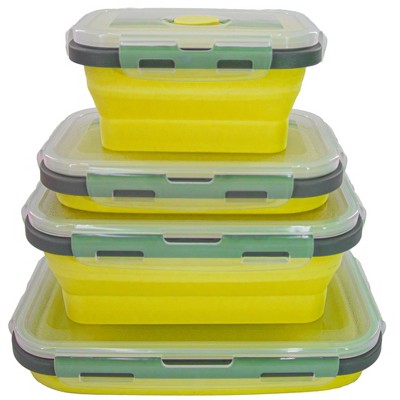 5 Star Super Deals Collapsible Stackable Food Storage Containers 4pc Silicone Portable Leak Proof Airtight Boxes with Durable & Space-Saving