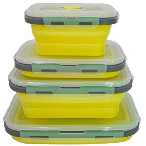 5 Star Super Deals Collapsible Stackable Food Storage Containers 4pc Silicone Portable Leak Proof Airtight Boxes with Durable & Space-Saving - 1 of 4