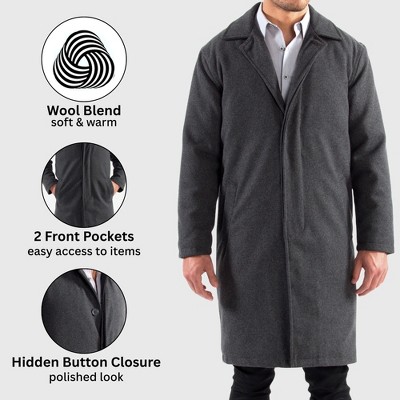 Мужские свитеры Alpine Swiss Zach Men’s Wool Blend Overcoat – Knee-Length Trench Coat, Runs Large for Layering Over Suits or Sweaters Gray 2XL — фото 2