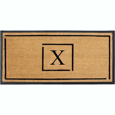 A1HC Natural Coir Monogrammed Doormat, Anti-Shed Treated Durable Front Door Mat for Outdoor Entrance, Easy to Clean Entrymat 24"x48"
