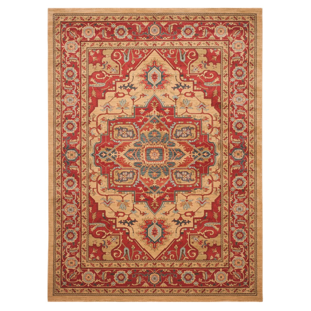 Red/Natural Floral Loomed Area Rug 8'x10' - Safavieh