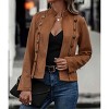 Women Faux Suede Cropped Jacket Double Breasted Jacket Long Sleeve Vintage Coat Casual Outerwear - 4 of 4
