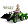 12V Kids Ride-On Excavator Tractor w/Trailer & Shovel, Remote Control, Music, LED Lights, Horn, Detachable Bucket - 3 of 4