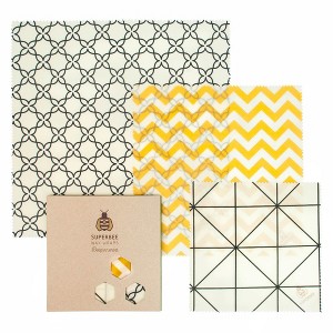 SUPERBEE Beeswax Wrap for Food, Set of 3 Bees Wax Wraps, Reusable Bees Wrap Paper for Wrapping Foods - 1 of 2