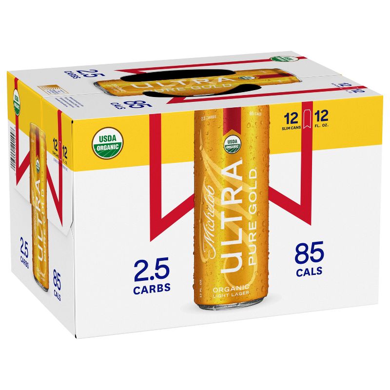 Michelob Ultra Pure Gold Organic Light Beer - 12pk/12 fl oz Slim Cans, 1 of 13