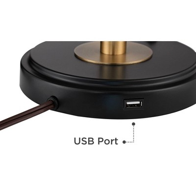 Adjustable Black and Brass Desk Lamp with USB Port